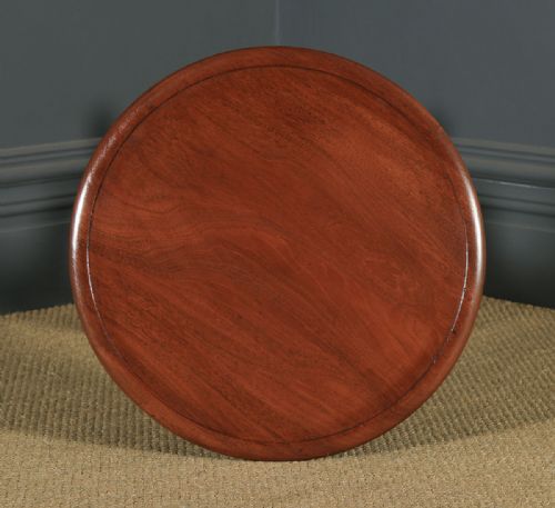 fig 1. Antique English Victorian Solid Mahogany Circular Occasional Tripod Wine Table (Circa 1880)