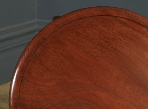 fig 2. Antique English Victorian Solid Mahogany Circular Occasional Tripod Wine Table (Circa 1880)