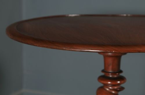 fig 4. Antique English Victorian Solid Mahogany Circular Occasional Tripod Wine Table (Circa 1880)