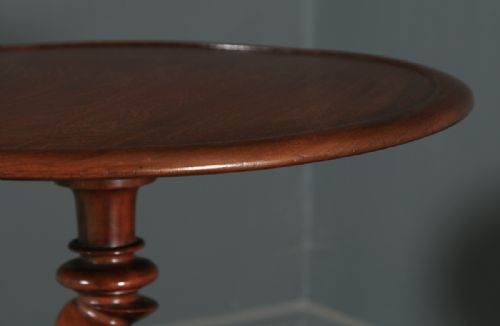fig 5. Antique English Victorian Solid Mahogany Circular Occasional Tripod Wine Table (Circa 1880)