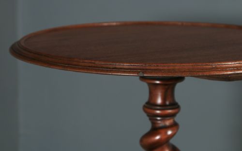 fig 4. Antique English Victorian Solid Mahogany Circular Occasional Tripod Tables (Circa 1880)