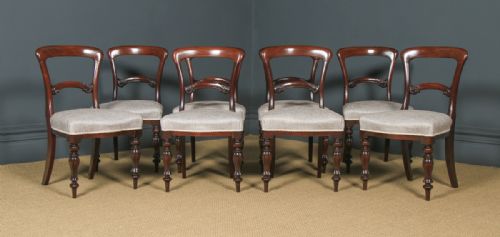 fig 2. Antique English Victorian Set of Eight 19th Century Mahogany Spoon Back Dining Chairs (Circa 1850)