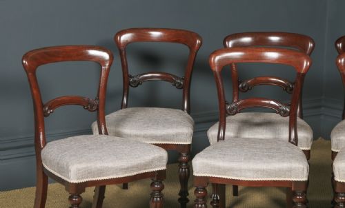 fig 3. Antique English Victorian Set of Eight 19th Century Mahogany Spoon Back Dining Chairs (Circa 1850)