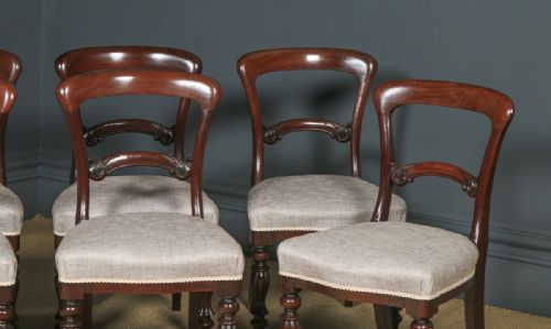 fig 4. Antique English Victorian Set of Eight 19th Century Mahogany Spoon Back Dining Chairs (Circa 1850)