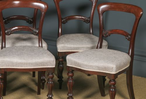 fig 6. Antique English Victorian Set of Eight 19th Century Mahogany Spoon Back Dining Chairs (Circa 1850)