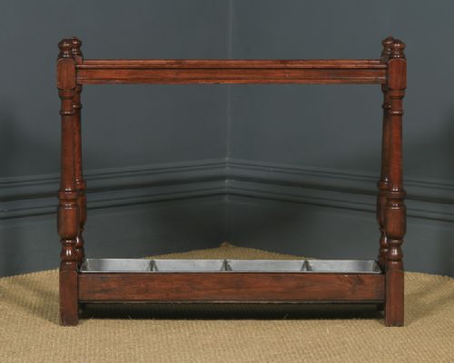fig 1. Antique English Edwardian Triple Oak Stick & Umbrella Hall Stand (Circa 1910)