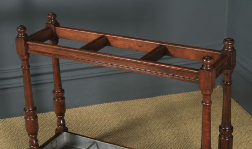 fig 2. Antique English Edwardian Triple Oak Stick & Umbrella Hall Stand (Circa 1910)