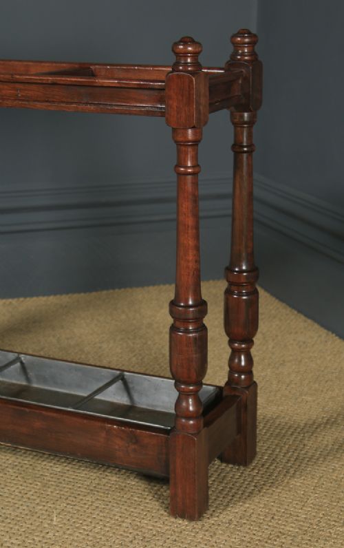 fig 5. Antique English Edwardian Triple Oak Stick & Umbrella Hall Stand (Circa 1910)
