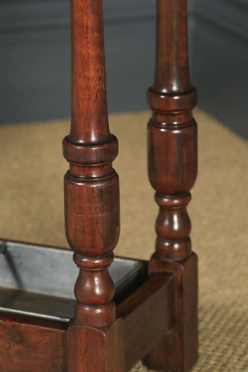 fig 6. Antique English Edwardian Triple Oak Stick & Umbrella Hall Stand (Circa 1910)