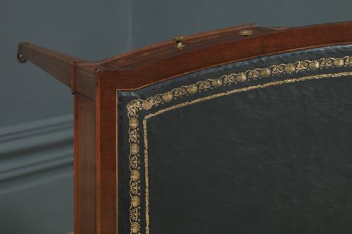 fig 5. Antique Edwardian Regency Style Inlaid Mahogany & Leather Bow Front Ladies Writing Table Desk by S & H Jewell of London (Circa 1910)