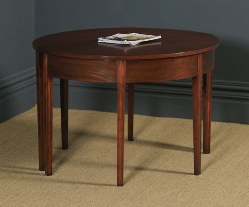 fig 2. Pair of English Georgian Style Mahogany Demi Lune Console Side Hall Tables (Circa 1930)