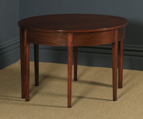 fig 3. Pair of English Georgian Style Mahogany Demi Lune Console Side Hall Tables (Circa 1930)