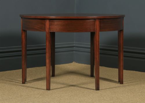 fig 4. Pair of English Georgian Style Mahogany Demi Lune Console Side Hall Tables (Circa 1930)