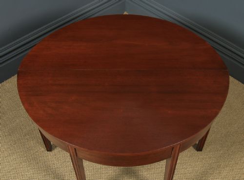 fig 7. Pair of English Georgian Style Mahogany Demi Lune Console Side Hall Tables (Circa 1930)