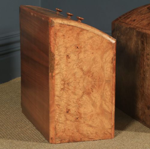 fig 4. Antique English Pair of Art Deco Burr Walnut Bedside Chests Tables Cabinets Nightstands (Circa 1930)