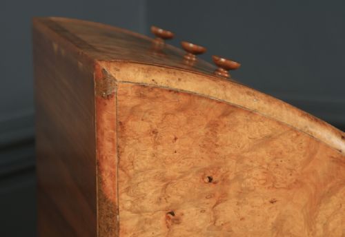 fig 5. Antique English Pair of Art Deco Burr Walnut Bedside Chests Tables Cabinets Nightstands (Circa 1930)