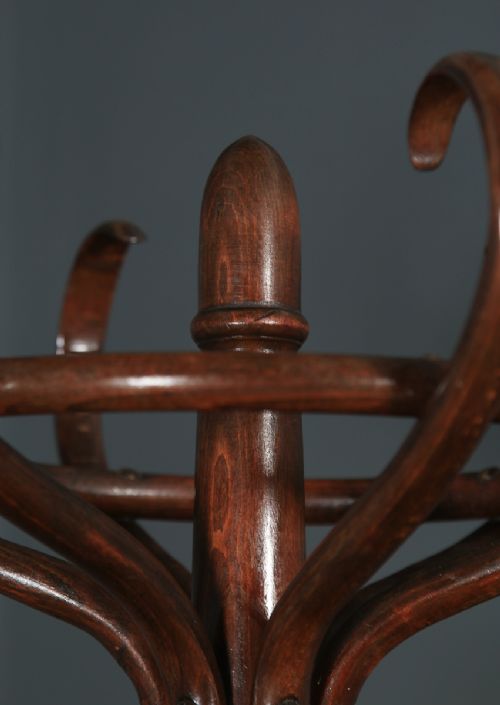 fig 4. Antique English Edwardian Bentwood Coat, Hat, Stick & Umbrella Circular Hallstand (Circa 1910)
