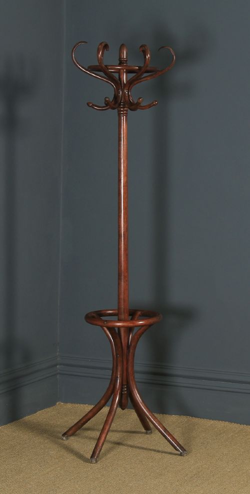 fig 1. Antique English Edwardian Bentwood Coat, Hat, Stick & Umbrella Circular Hallstand (Circa 1910)
