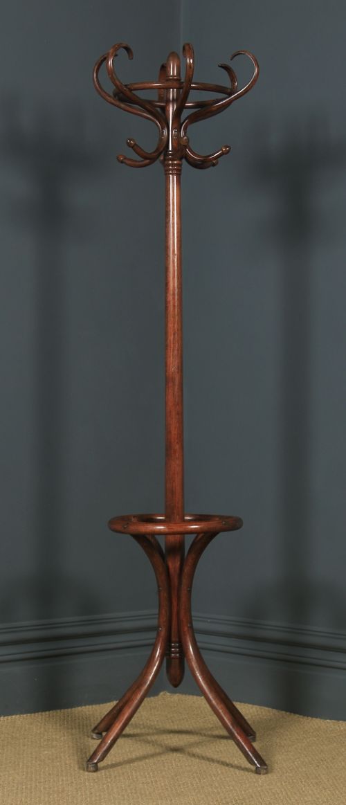 fig 2. Antique English Edwardian Bentwood Coat, Hat, Stick & Umbrella Circular Hallstand (Circa 1910)