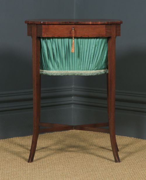 fig 2. Antique English Georgian Regency Silky Oak & Rosewood Ladies Sewing Work Table (Circa 1820)