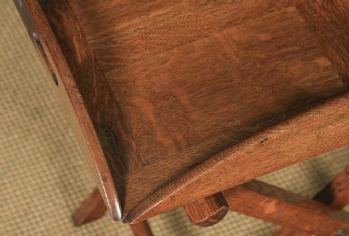 fig 3. Antique English Victorian 19th Century Oak Butlers Drinks Tray Table & Stand (Circa 1890)