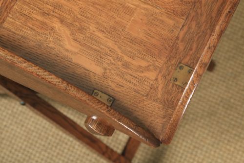 fig 5. Antique English Victorian 19th Century Oak Butlers Drinks Tray Table & Stand (Circa 1890)