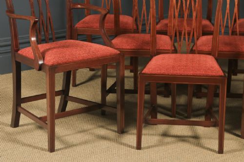 fig 4. Antique Set of Eight English Georgian Hepplewhite Style Inlaid Mahogany Dining Chairs (Circa 1910)