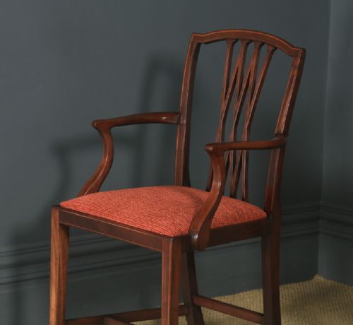 fig 6. Antique Set of Eight English Georgian Hepplewhite Style Inlaid Mahogany Dining Chairs (Circa 1910)