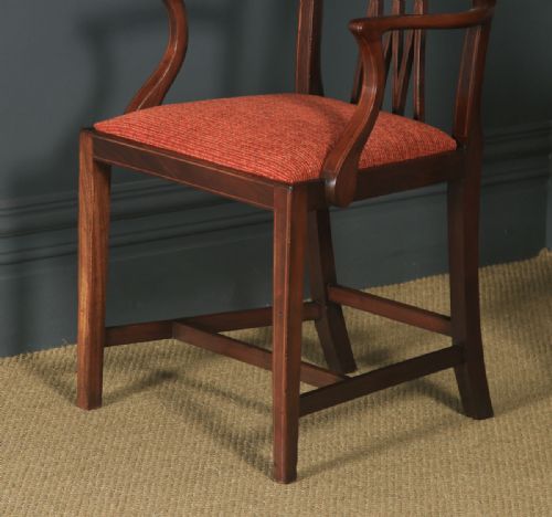 fig 7. Antique Set of Eight English Georgian Hepplewhite Style Inlaid Mahogany Dining Chairs (Circa 1910)