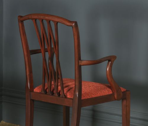 fig 8. Antique Set of Eight English Georgian Hepplewhite Style Inlaid Mahogany Dining Chairs (Circa 1910)