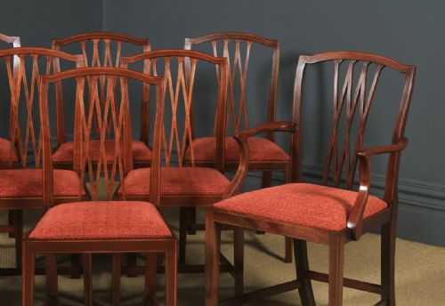 fig 2. Antique Set of Eight English Georgian Hepplewhite Style Inlaid Mahogany Dining Chairs (Circa 1910)