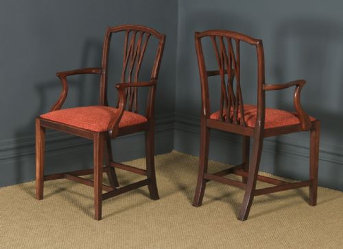fig 5. Antique Set of Eight English Georgian Hepplewhite Style Inlaid Mahogany Dining Chairs (Circa 1910)