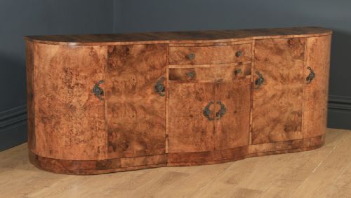 Antique English Art Deco Epstein Burr Walnut Cloud Shape Sideboard Cabinet Cupboard (Circa 1930)
