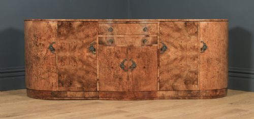 fig 1. Antique English Art Deco Epstein Burr Walnut Cloud Shape Sideboard Cabinet Cupboard (Circa 1930)