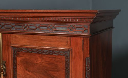 fig 3. Antique English Georgian Chippendale Style Mahogany Chest on Chest With Linen Cupboard (Circa 1910)