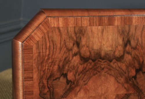 fig 4. Art Deco English Burr Walnut Square Centre Occasional Coffee Side Lamp Pedestal Table (Circa 1930)