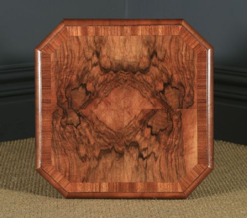 fig 5. Art Deco English Burr Walnut Square Centre Occasional Coffee Side Lamp Pedestal Table (Circa 1930)