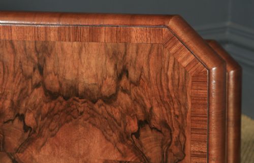 fig 6. Art Deco English Burr Walnut Square Centre Occasional Coffee Side Lamp Pedestal Table (Circa 1930)