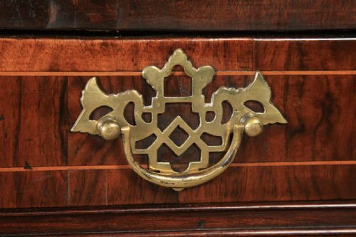 fig 7. Antique English 18th Century Georgian Figured Walnut Inlaid Bureau Writing Desk (Circa 1750)