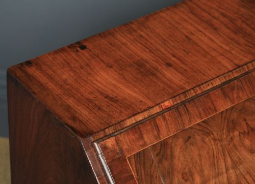 fig 3. Antique English 18th Century Georgian Figured Walnut Inlaid Bureau Writing Desk (Circa 1750)