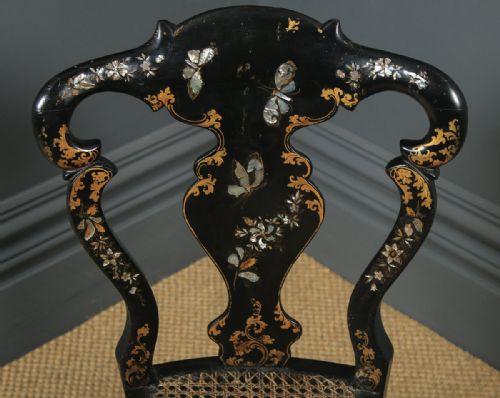 fig 6. Antique English Victorian Ebonised Gilt & Mother of Pearl Chinoiserie Occasional Side Chair (Circa 1850)