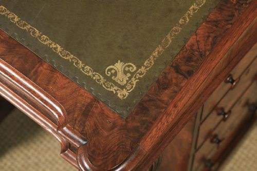 fig 7. Antique English Victorian Burr Walnut Mahogany Davenport Writing Desk (Circa 1860)