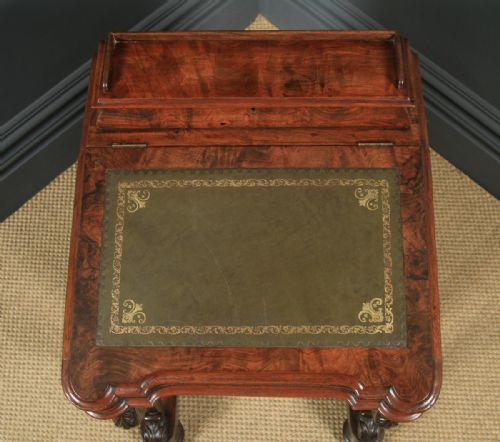 fig 6. Antique English Victorian Burr Walnut Mahogany Davenport Writing Desk (Circa 1860)