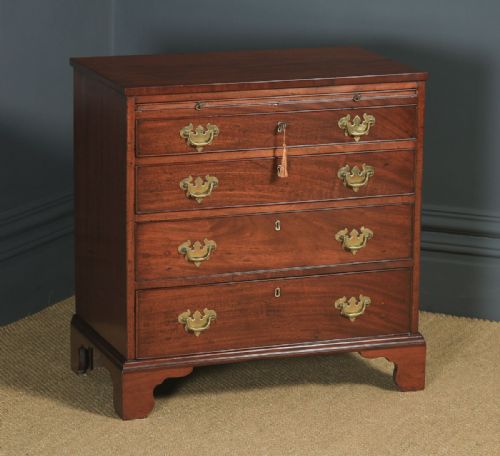 fig 1. Small Antique English Georgian Mahogany Chest of Drawers with Brushing Slide (Circa 1790)