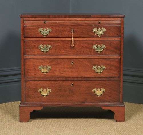 fig 2. Small Antique English Georgian Mahogany Chest of Drawers with Brushing Slide (Circa 1790)