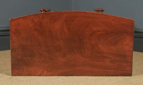 fig 5. Antique English Georgian Regency Flame Mahogany Bow Front Chest of Drawers (Circa 1820)
