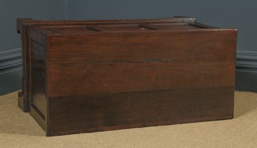 fig 3. Antique English Georgian Oak Joined Triple Panel Mule Chest Blanket Box Coffer (Circa 1780)