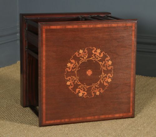 fig 3. Small Antique English Edwardian Mahogany & Satinwood Inlaid Revolving Bookcase Stand (Circa 1910)