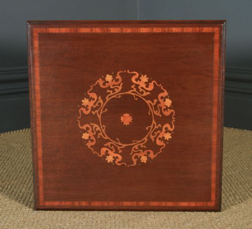 fig 5. Small Antique English Edwardian Mahogany & Satinwood Inlaid Revolving Bookcase Stand (Circa 1910)