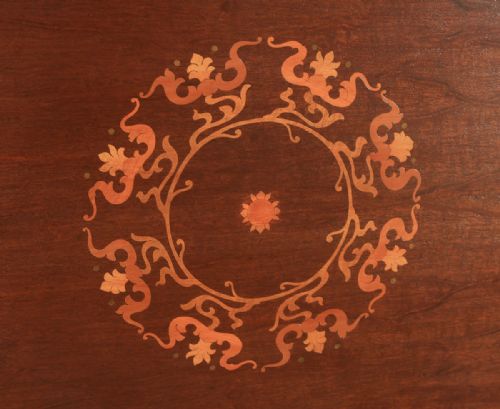 fig 6. Small Antique English Edwardian Mahogany & Satinwood Inlaid Revolving Bookcase Stand (Circa 1910)